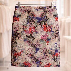 Talbots Whimsigoth Moody Floral Pencil Skirt Dark Botanical Blue Purple 4 Office